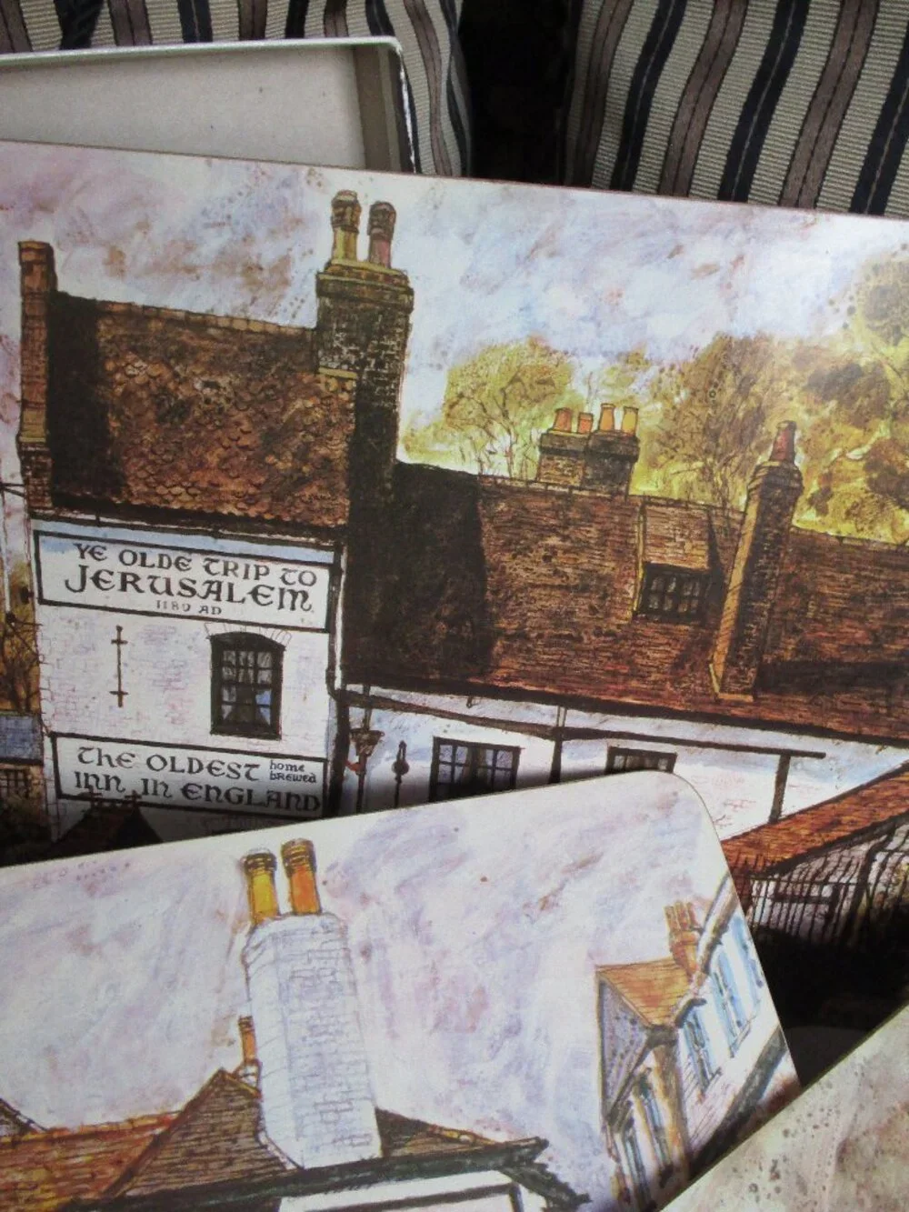 set of 6 vintage cork board table mats